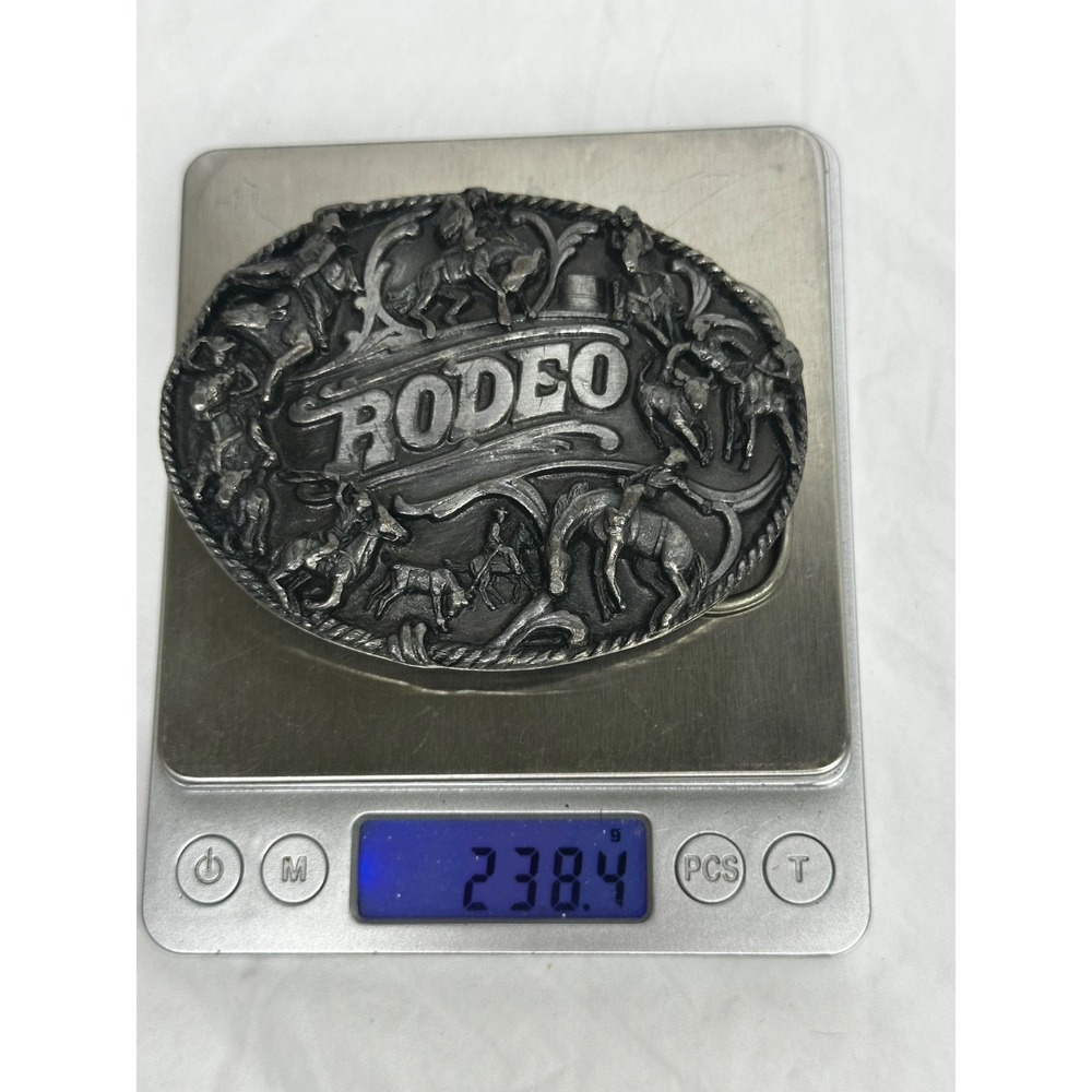 Siskiyou Rodeo Belt Buckle Vtg 1988 Pewter Western Cowboy Heavy Made USA - Picture 9 of 9